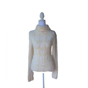 Episode Women’s Fuzzy Cream Turtleneck Sweater Size Medium